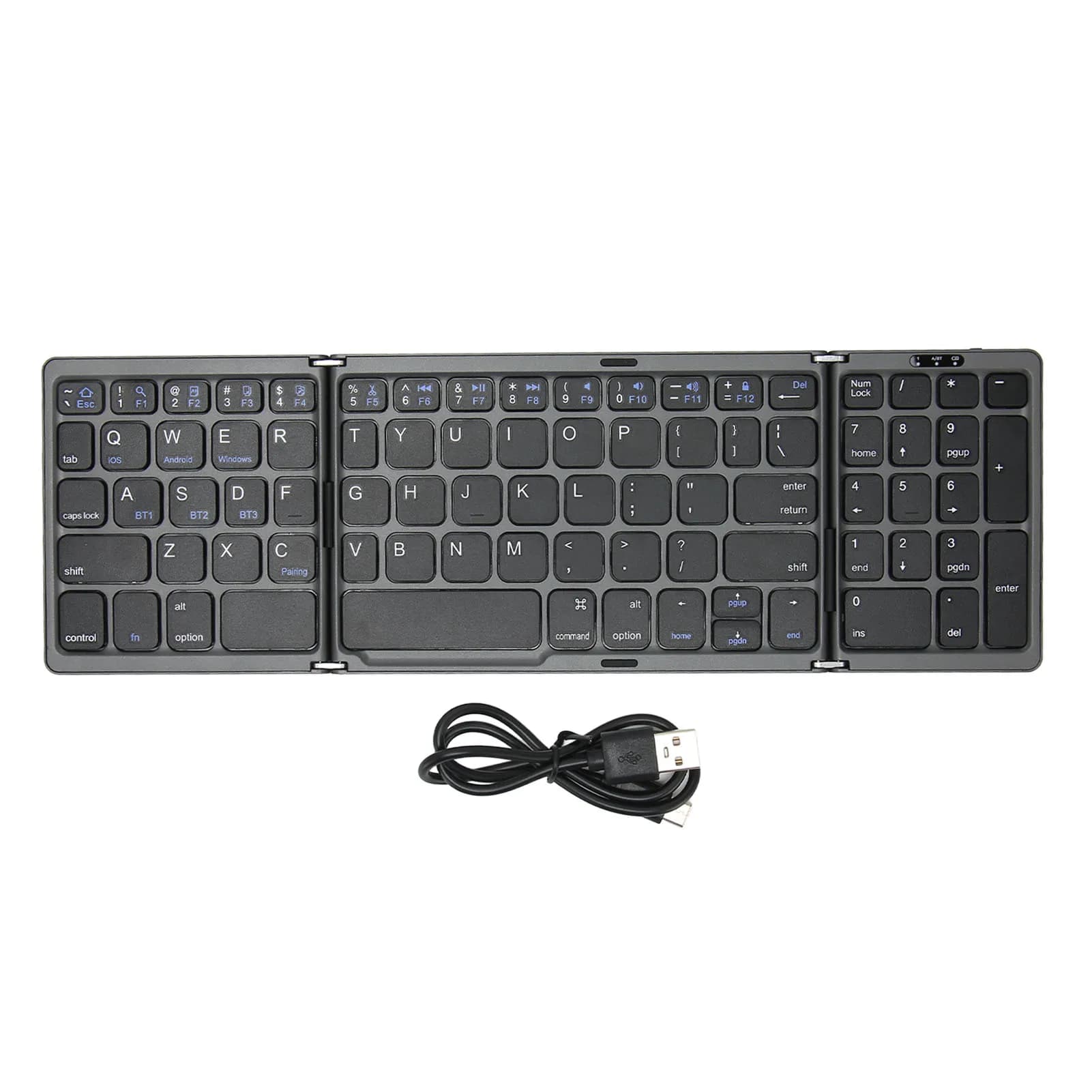 Tastiera Bluetooth Pieghevole con Tasti Numerici, 81 Tasti, Alimentata a Batteria, Interfaccia Type-C, Tastiera Bluetooth Tascabile per PC