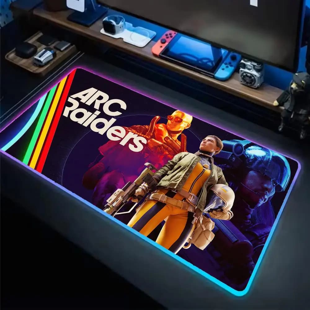 Tappetino per mouse ARC Raiders Tappetino per mouse da gioco anime Tappetini da tavolo a LED Tappetini da scrivania in gomma retroilluminati XXL RGB