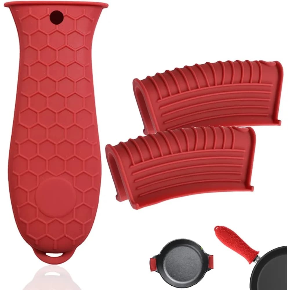 Heat Resistant Silicone Hot Handle Holder Sleeve Pot Holder Grip Cover for Cast Iron Skillets Frying Pans Cookware Pots Enameled Casserole Metal Pans Non Slip Assist Handle