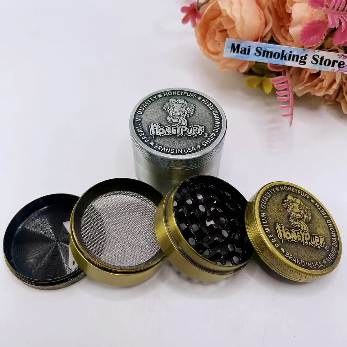 Smerigliatrice per erbe anziane da 2 pollici Smerigliatrice manuale per spezie a 4 strati Mortario per sale Erba cruda Smerigliatrice per tabacco Accessori per fumatori di sigarette