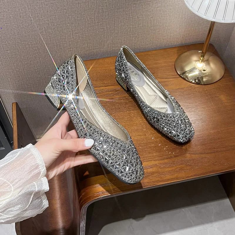 Fashionable Women's Shoes Luxury Décolleté Shoes with High Heel Crystal bling Elegant Party Shoes