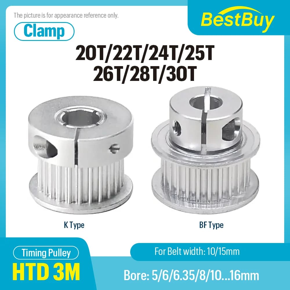 3M 20T/22T/24T/25T/26T/28T/30 teeth K tightening type Synchrome wheels Hole 5-16mm for belt width 10/15mm 3D printer accessories