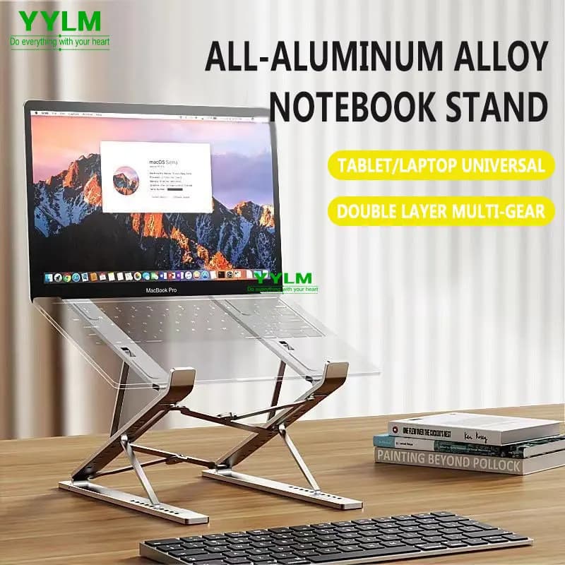 YYLM NUOVO N8 Supporto per laptop regolabile in alluminio per MacBook Tablet Supporto per notebook Tappetino di raffreddamento da tavolo Supporto per laptop pieghevole A
