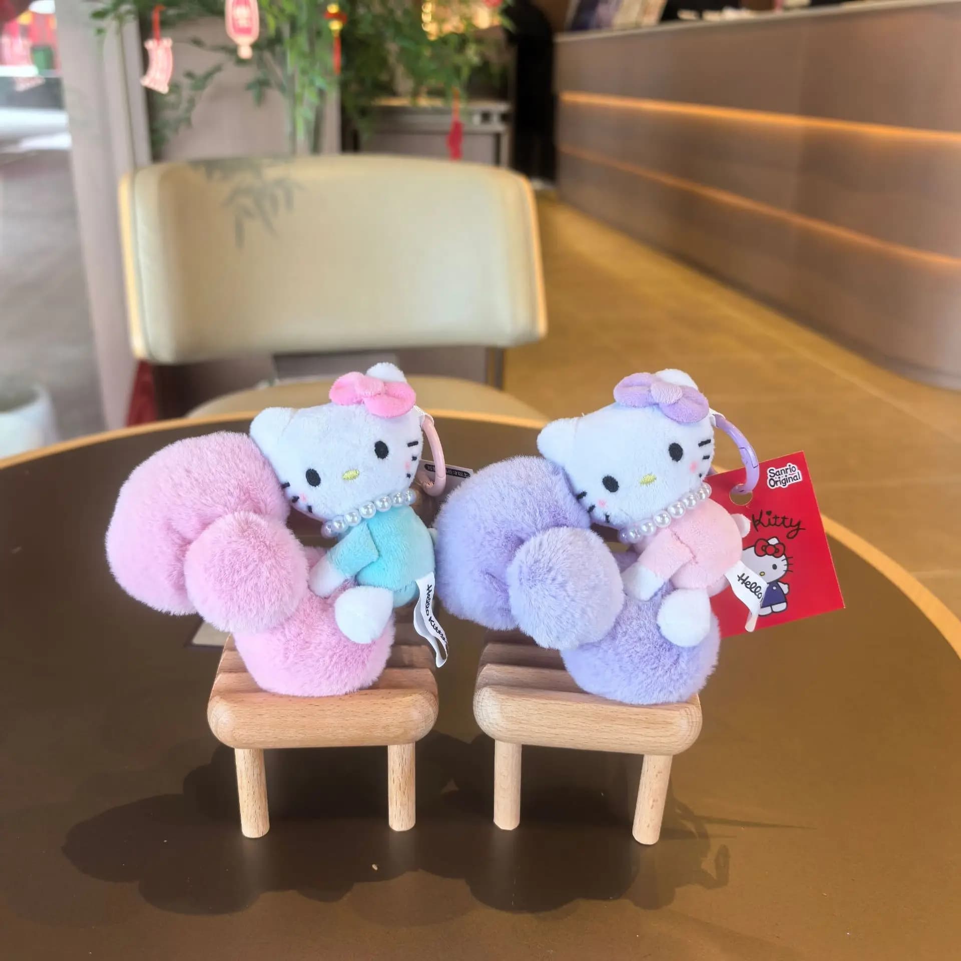 Nuovo Portachiavi in Peluche Kitty da 10 cm con Fiocco, Ciondolo Bambola di Peluche, Giocattolo di Peluche a Forma di Gattino, Charm per Borsa, Regalo