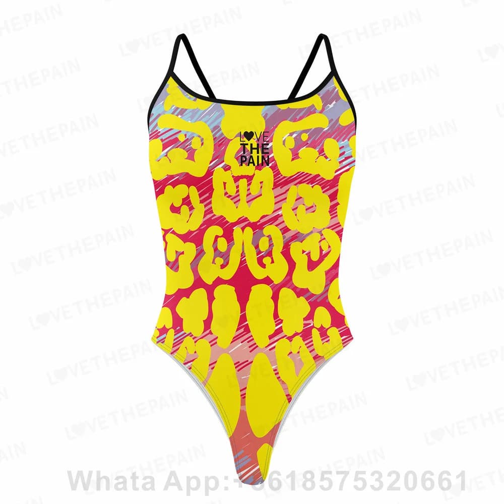 Love The Pain Costume da bagno sexy da donna con cintura sottile Triangolo intero Sport atletico Costume da bagno da allenamento funzionale ad asciugatura rapida da donna