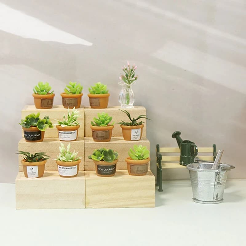 {YY30} 4 Pezzi Miniatura per Casa delle Bambole 1:12 Vaso Pianta in Vaso Fai da Te Decorazione Cucina