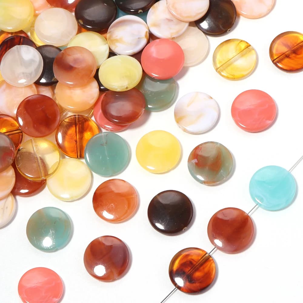 30 pezzi/lotto Perline acriliche rotonde a doppio colore, perline distanziatrici piatte e rotonde per la creazione di gioielli, accessori fai da te per collane e braccialetti