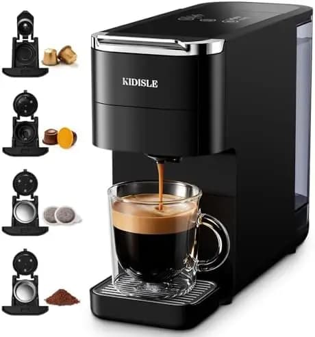 Macchina per Espresso 20 Bar Compatibile con Nespresso e Dolce Gusto – Per Caffè Macinato e Cialde ESE, Serbatoio da 1,4 Litri, Preparazione One-Touch