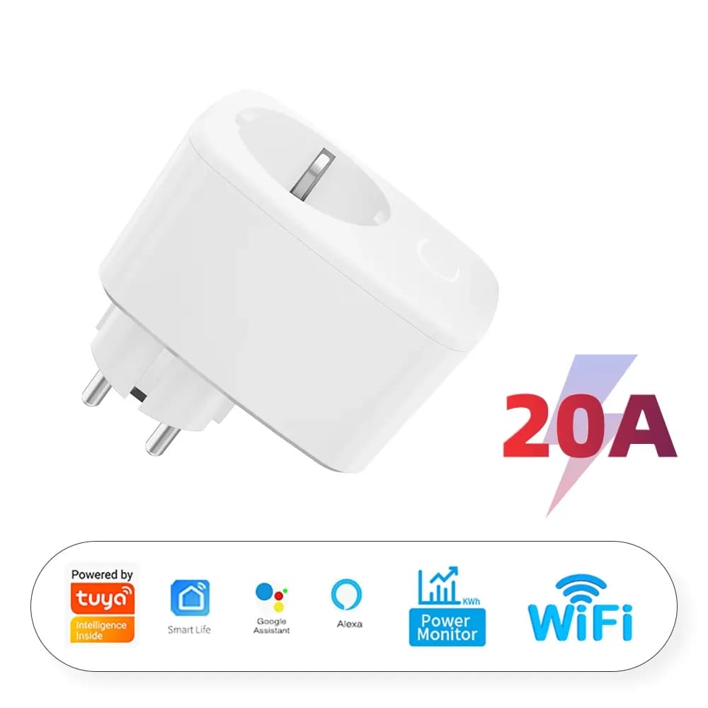 Tuya Smart Plug EU 16A/20A Smart Socket with Power Monitor Timing Voice Control works with Alexa Google Home Alice