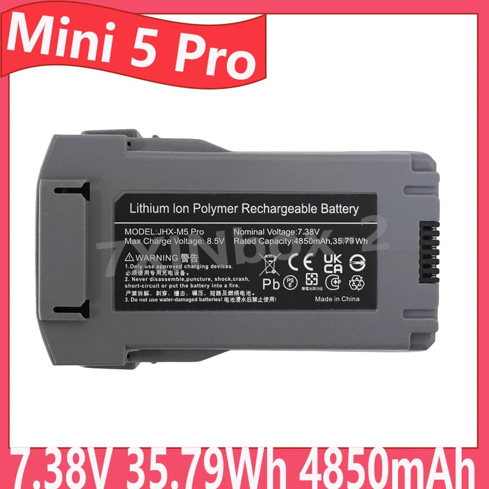 Nuova Batteria Intelligente da 7.38V 35.79Wh 4850mAh per Drone DJI Mini 5 Pro con fino a 52 Minuti di Autonomia di Volo