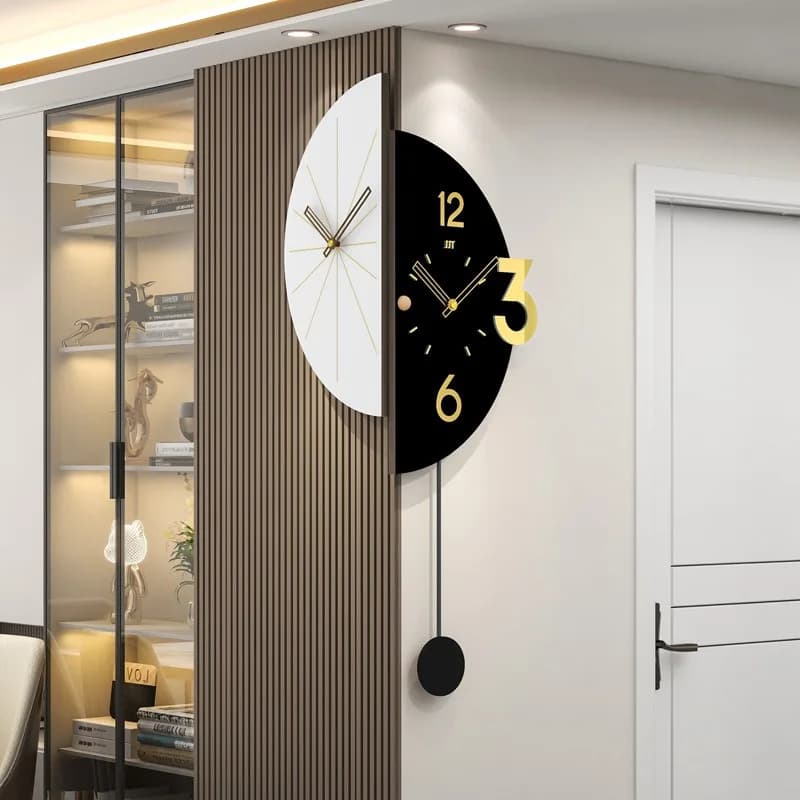 Modern Double Sided Wall Clock Luxury Corner Wall Watch Silent Aesthetic Pendulum Clocks Minimalist Elegant Living Room Watches