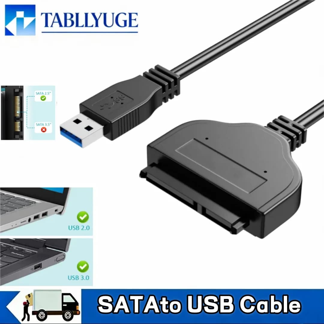 Cavo SATA a USB, Adattatore USB 3.0 a SATA III da 2,5” per Disco Rigido, Convertitore Esterno per SSD e HDD da 2,5 Pollici, Trasferimento Dati 5Gbps