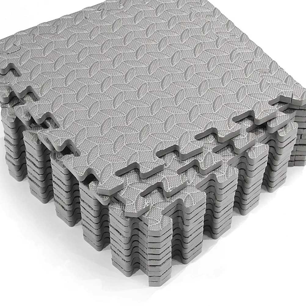 Set di 6 Tappetini Eva a Incastro con Motivo a Foglia, Tappeto Patchwork Spesso, Cuscinetti per Pavimento Antiscivolo e Assorbenti per Palestra, Yoga, Soggiorno