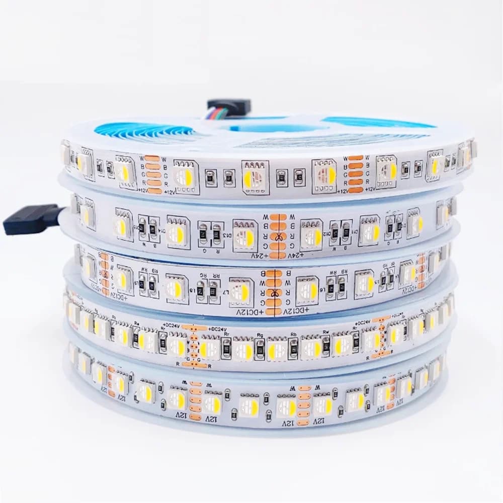 Striscia LED RGBW RGBWW 12v 24v 120 led/m 108 led/m 60 led/m 4 in 1 Chip RGB + Bianco caldo RGB + Striscia bianca Nastro LED intelligente flessibile