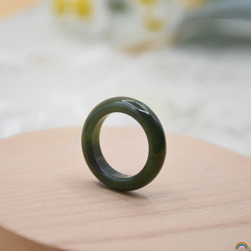 Anello in Giada Naturale di Hotan per Uomo e Donna, Design Semplice e Lussuoso, Marca Rwbuy
