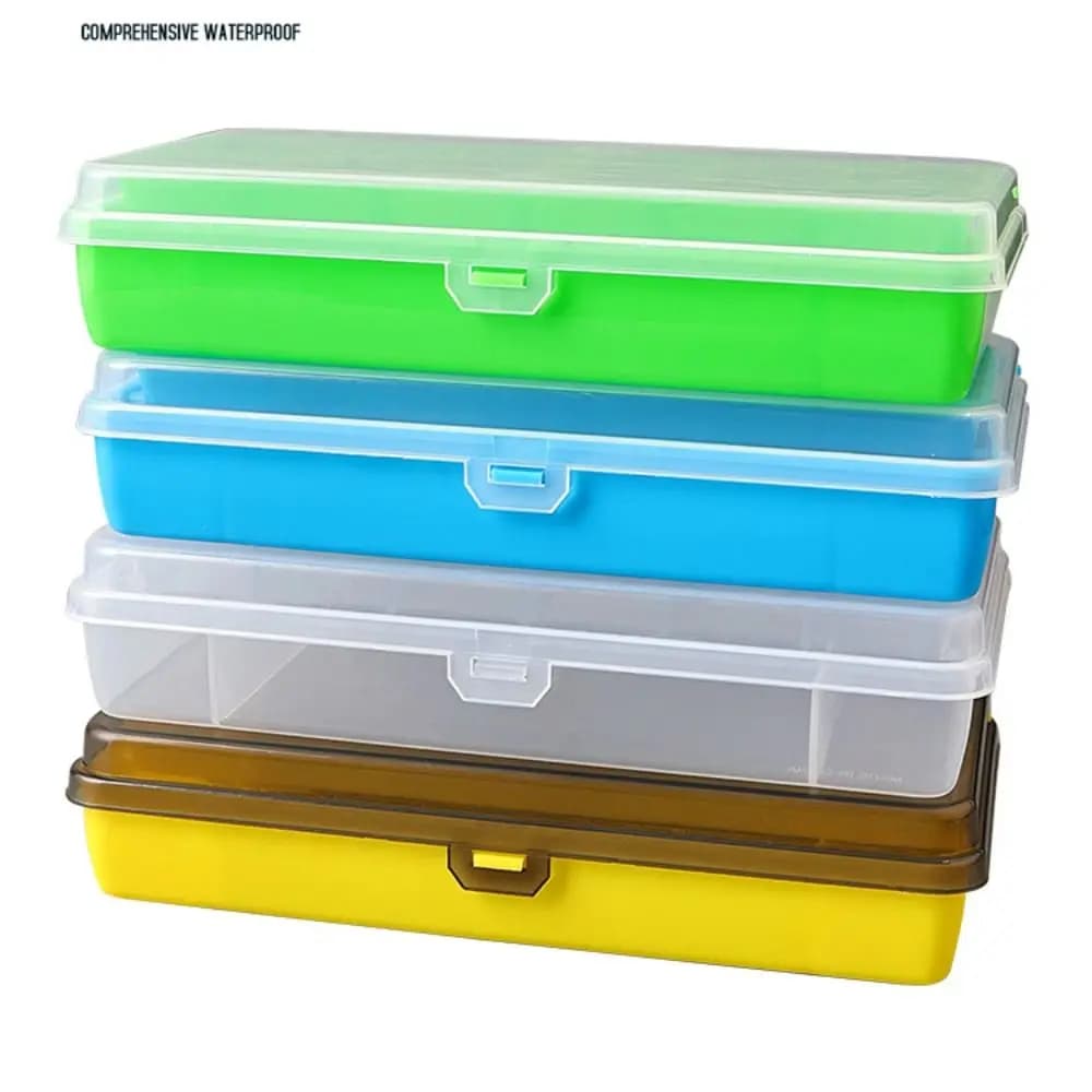 Fishing equipment box in PP Green Blue Yellow Transparent 11 compartments Tool box for soft bait Two-storey hook boxes