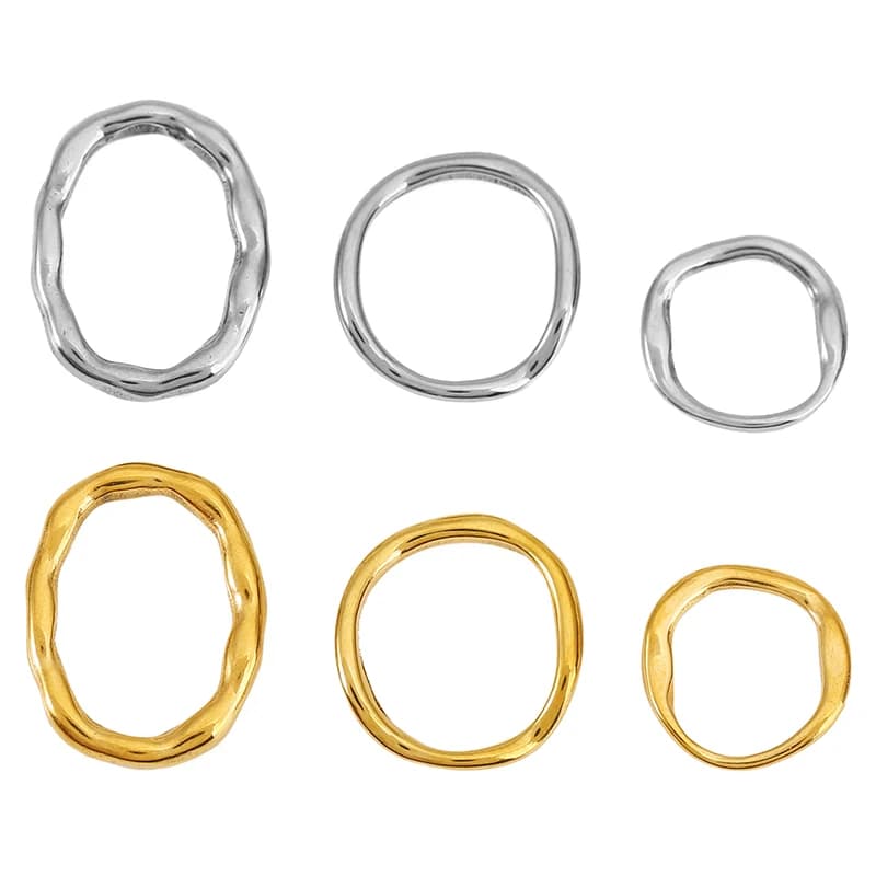 5pcs Stainless Steel Irregular Charms Texture Oval Round Connectors for DIY Bracelet Necklace Earring Jewelry Making Accessories