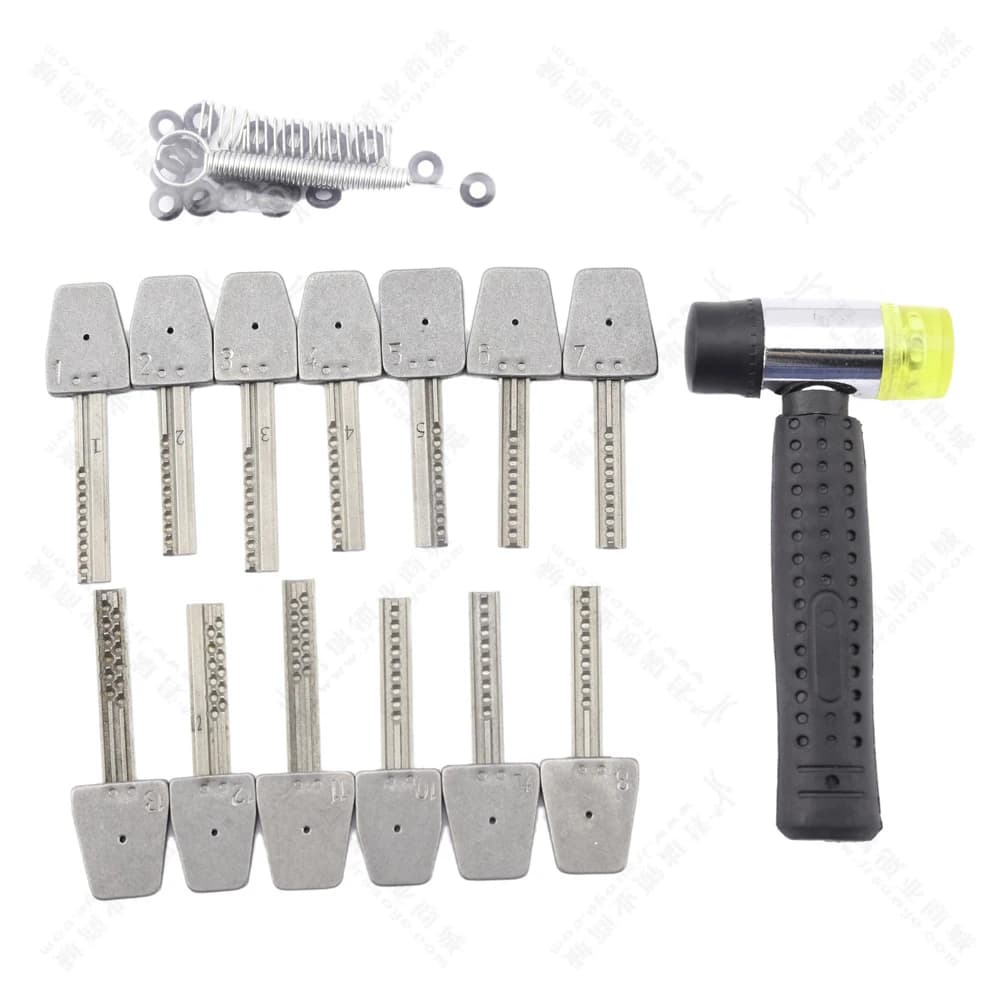 Set di 13 utensili in acciaio inossidabile con set di martelli, attrezzi professionali per serrature, strumenti di riparazione per cilindri AB