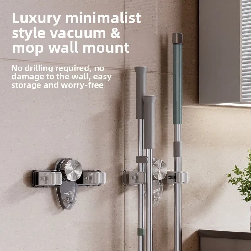 Porta scopa a ventosa montato a parete senza trapano organizer da bagno gancio mobile di lusso leggero per la casa