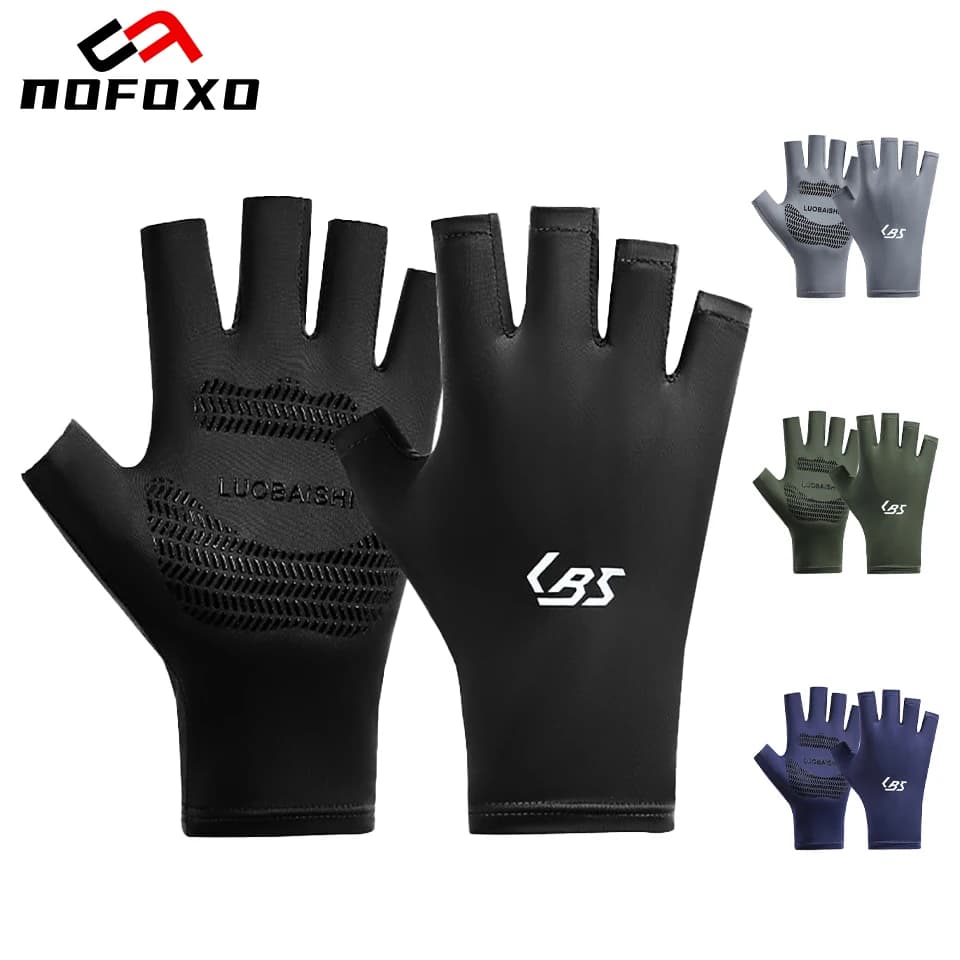 Guanti da Ciclismo NOFOXO UPF50+ con Punta Ribaltabile e Touchscreen, Mezze Dita, Antiscivolo, per Sport all'Aperto, Pesca, Protezione Solare, Escursionismo