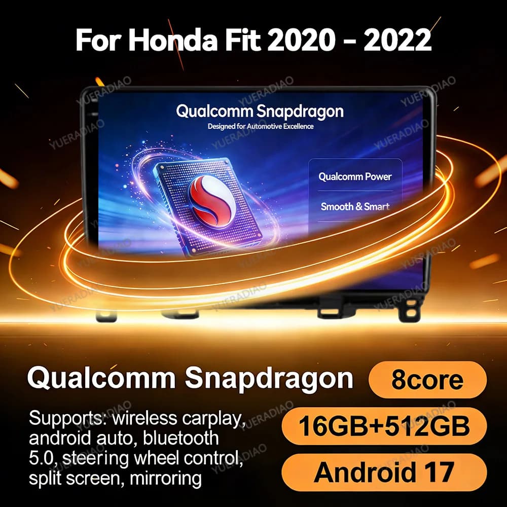 Android 17 Car Radio For HONDA FIT JAZZ 2020 2021 2022 Backup Camera Touch Screen Double Din SWC Carplay Auto Qualcomm GPS NAVI