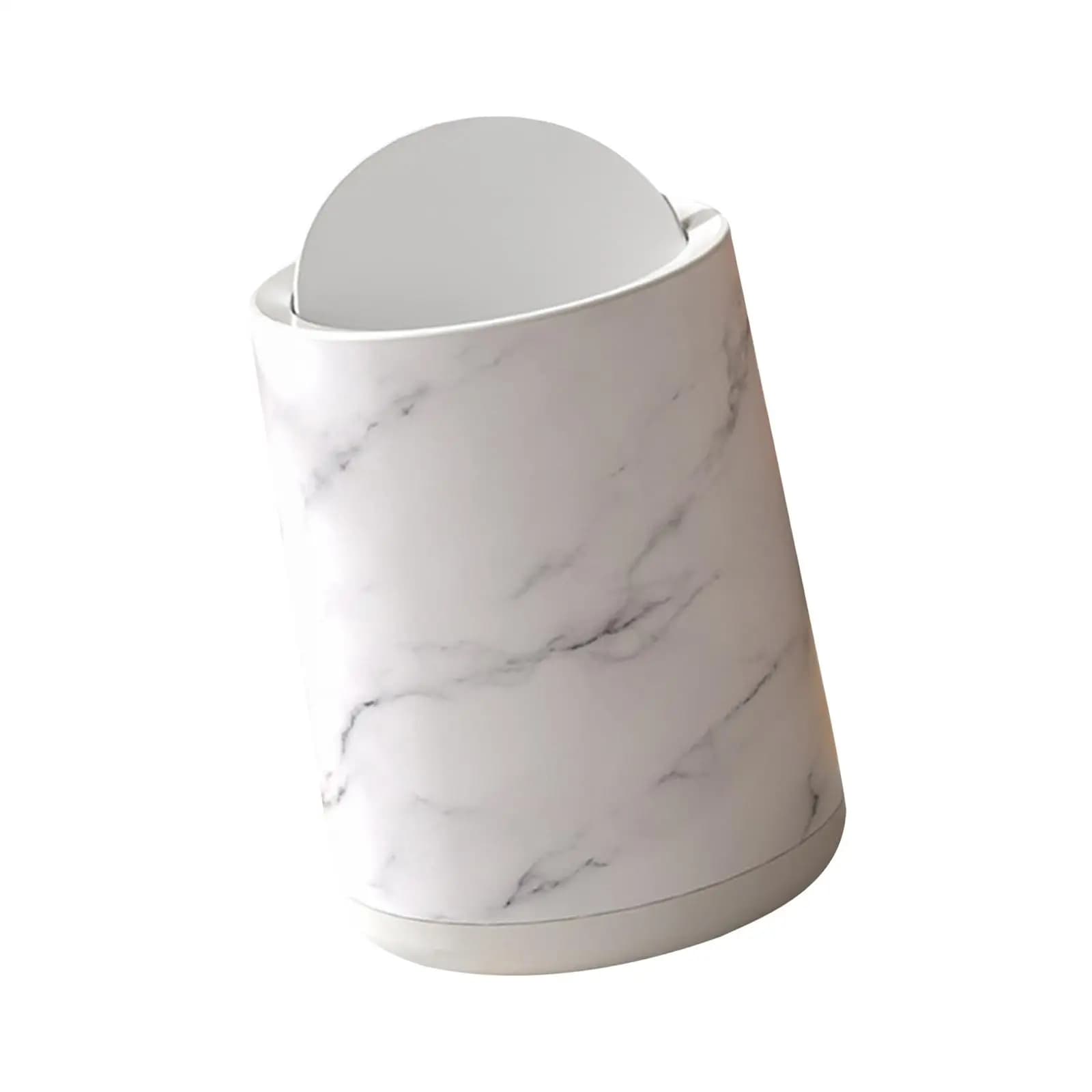 Cestino Rotondo in Marmo, Elegante Contenitore per Rifiuti, Bidone della Spazzatura in Plastica per Soggiorno, Camera da Letto, Dormitorio, Bagno