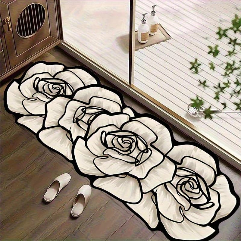 VIKAMA Tappeto da bagno a forma di fiore di lusso premium Tappetino da bagno Tappeto da cucina antiscivolo impermeabile Tappeto per porta Tappetino di benvenuto Decorazioni per la casa