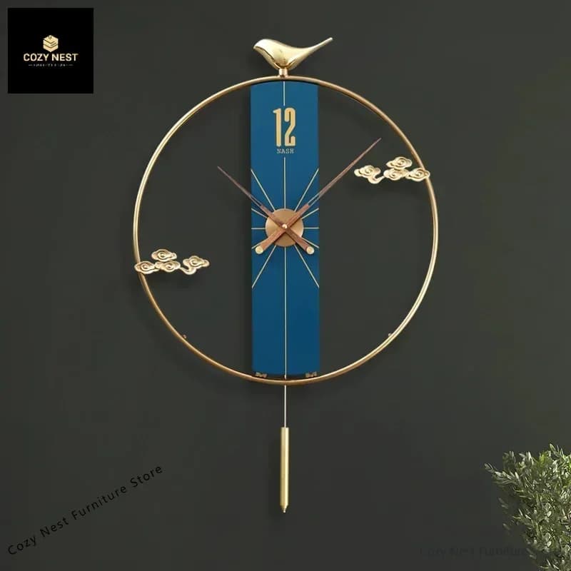 Gold Luxury Wall Clock Metal Wood Large Pendulum Clock Pure Copper Silent Clocks Wall Home Decor Living Room Decoration Gift