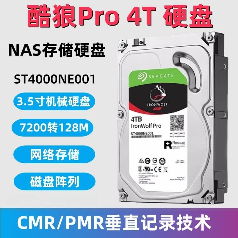 Disco Rigido Seagate da 3,5 Pollici 4T Cool Wolf PRO per Server NAS Enterprise ST4000NE001