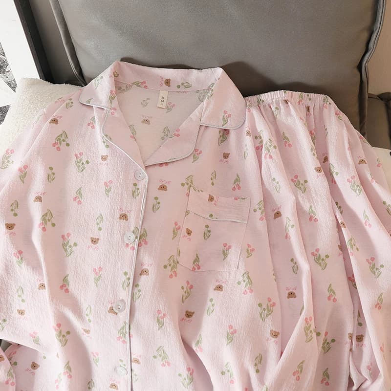 2024 Nuova Primavera Estate Manica Lunga Donna 2 Pezzi Outfit Set Morbido Pigiama Vestito Delle Donne Dolce Stampa Del Fumetto Principessa Home Wear