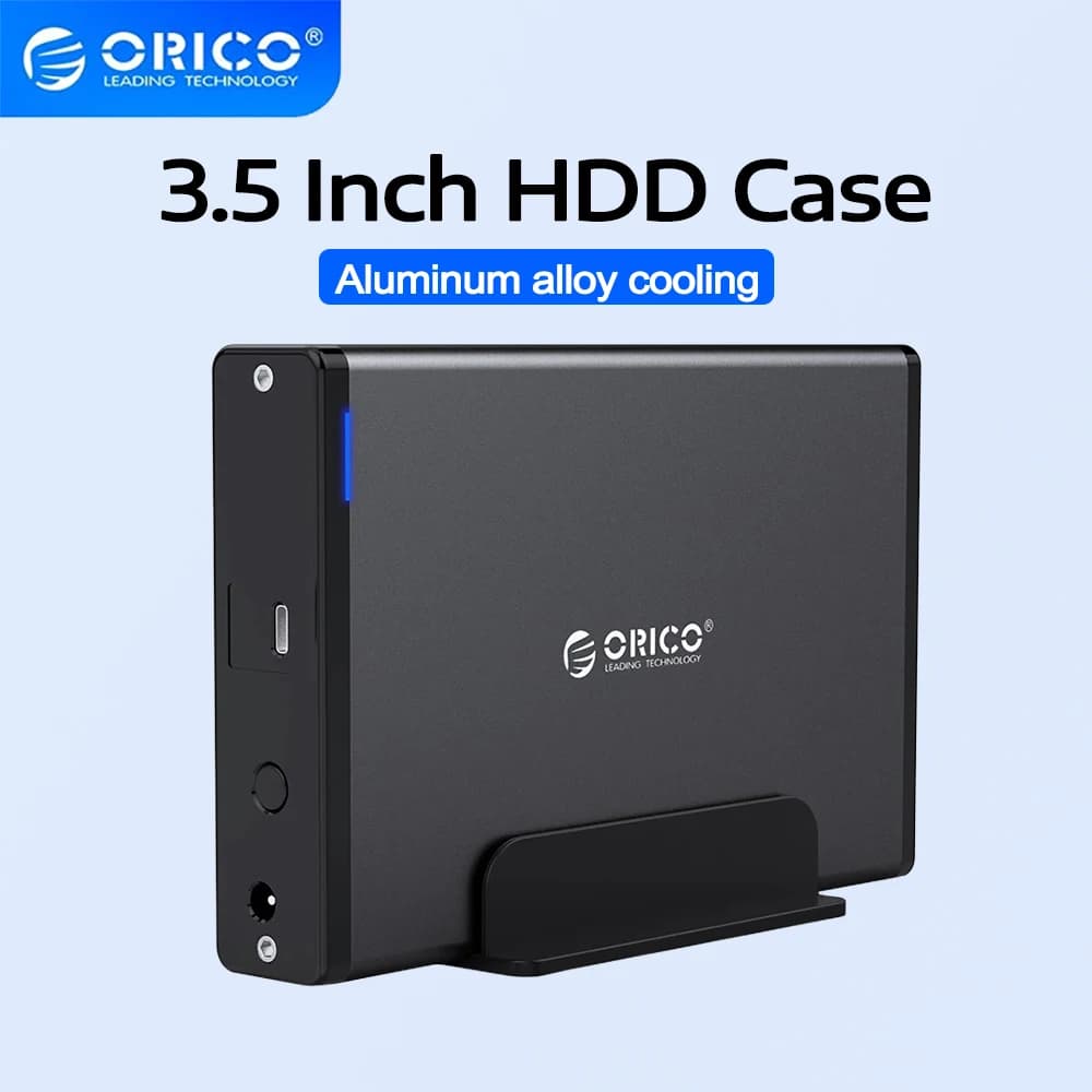 ORICO Box esterno per disco rigido da 3,5 pollici Type-C e USB 3.0, custodia per HDD SATA a USB 3.1, lettore esterno per HDD/SSD da 2,5/3,5''