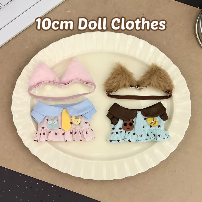 10cm Cotton Doll Clothes Little Cat's Notebook Series Sweet Star Pattern Outfit For Cotton Stuffed Doll Dress Up Accessories