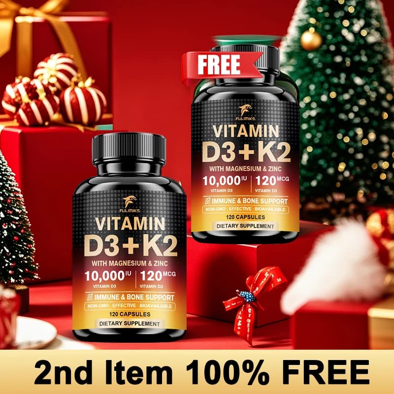 Vitamin D3 K2 - Supplement for immune support with black pepper extract, supplement for daily defense, bone health, muscles and skin