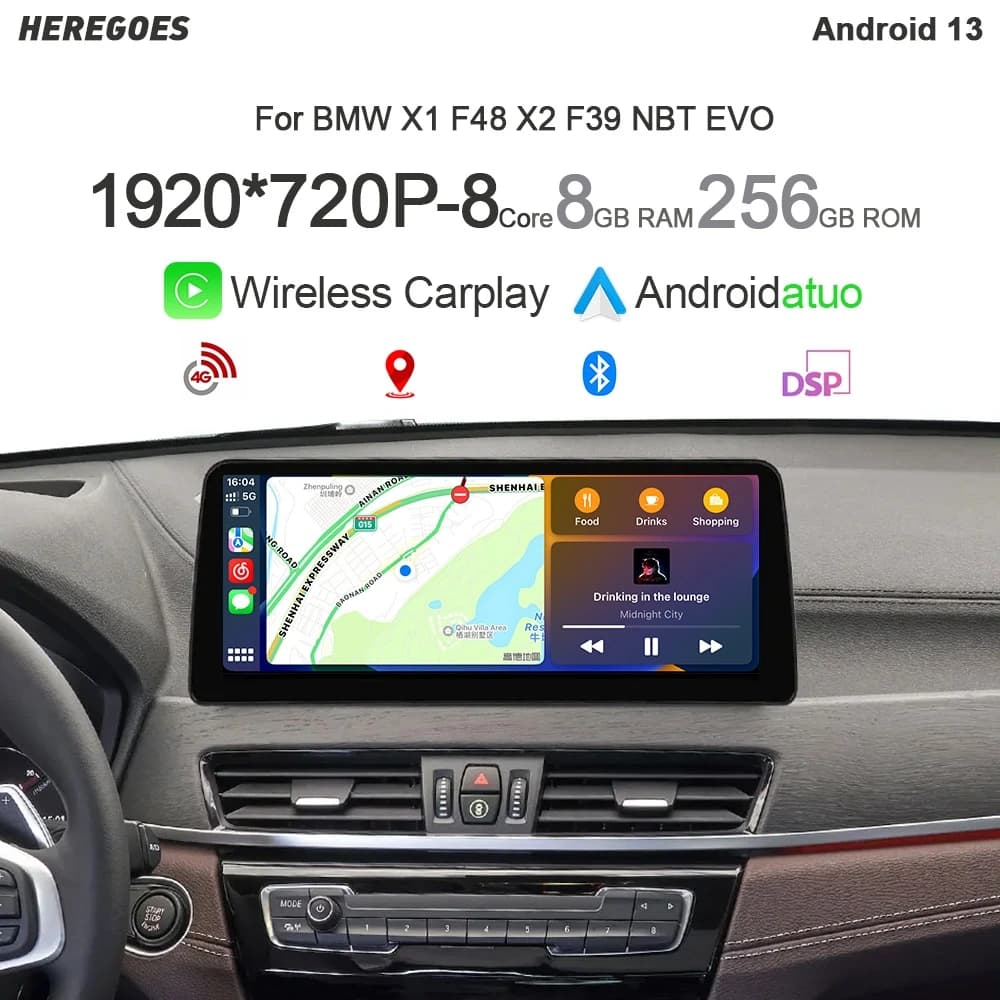 Carplay 8core Auto Android 13 autoradio per BMW X1 F48 X2 F49 navigazione GPS Stereo 8 + 256G Bluetooth 4G LTE lettore multimediale