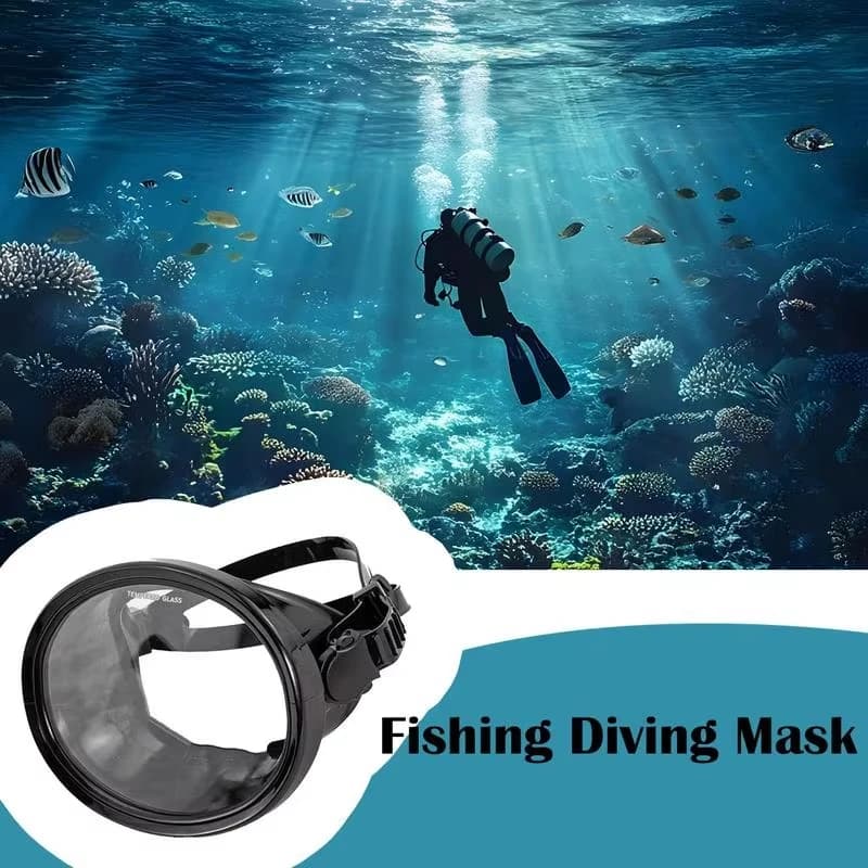 Fisherman's Goggles Tempered Glass Waterproof Snorkeling Goggles Adjustable Anti-Fog Diving Mask Freediving