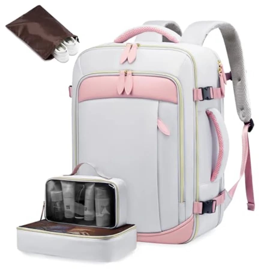 Zaino da Viaggio per Donne, Bagaglio a Mano, Cubi Organizzatori, Borsa da Viaggio Approvata TSA, Resistente all'Acqua, per Weekend