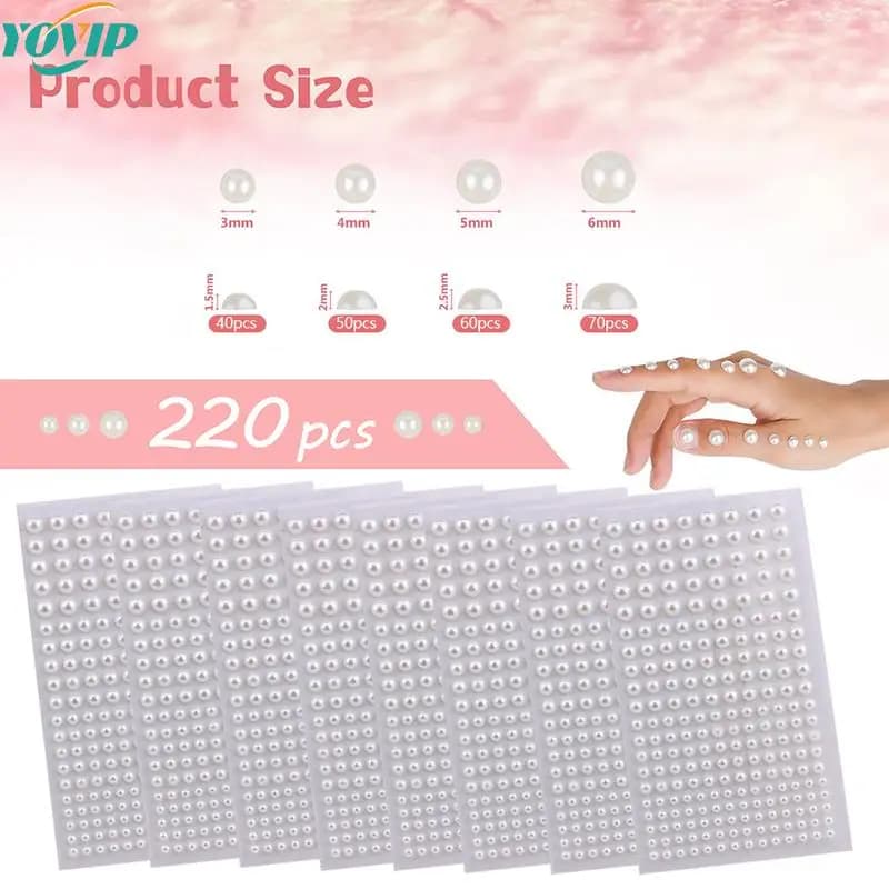 3mm/4mm/5mm/6mm 3D Pearl Face Jewels adesivi per ombretti autoadesivo viso corpo sopracciglio diamante adesivi per unghie decorazione diamante