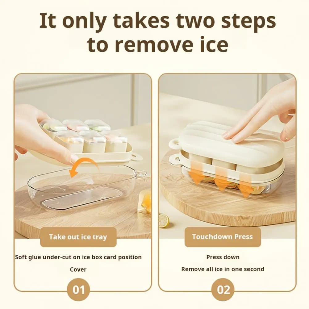 Stampo per Ghiaccio in Silicone con Coperchio Sigillato, Vassoio Impilabile e Durevole per Cubetti di Ghiaccio con Contenitore Rimovibile per Congelatore