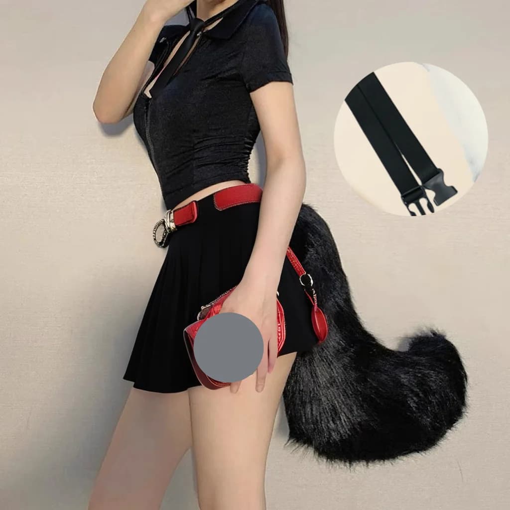 Bestia Pelosa Coda di lupo Anime Gatto Code di volpe Peluche Costumi Cosplay Code grandi Lolita JK Cintura fatta a mano Fursuit regolabile Coda Pros