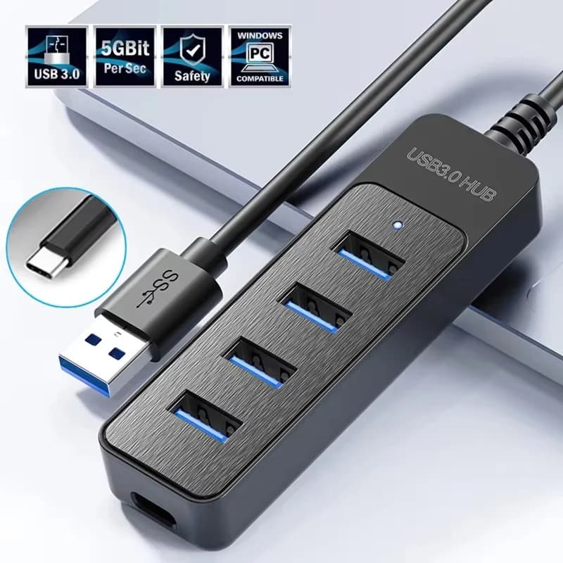 Adattatore di alimentazione USB 3.0 Hub splitter multi USB a 4 porte Hub USB 2.0 Tipo C HUB Espansore multiplo ad alta velocità per computer portatile PC