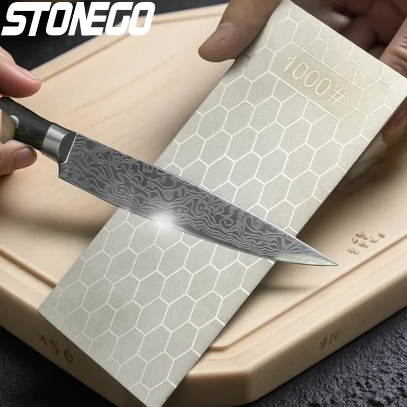 Stone for Sharpening Diamond Knives 400 600 1000 Grit, Nide Surface Ultra Sottile, Professional Kitchen Knives Sharpener