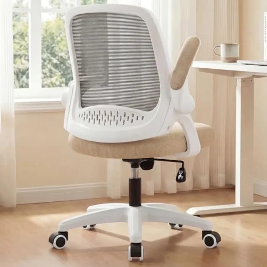 Sedia da ufficio ergonomica per computer e gaming con supporto lombare, altezza regolabile, ruote girevoli, braccioli ribaltabili, in rete