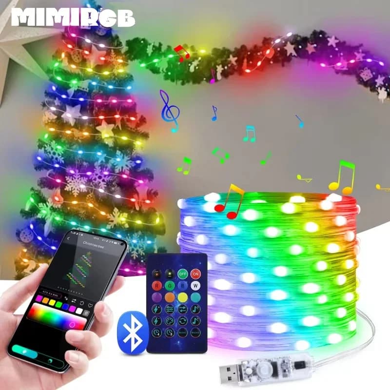 Striscia luminosa USB Smart RGB String Bluetooth Dream Color Light 5V Natale Festa di compleanno Ghirlanda Decor Lucine per la casa