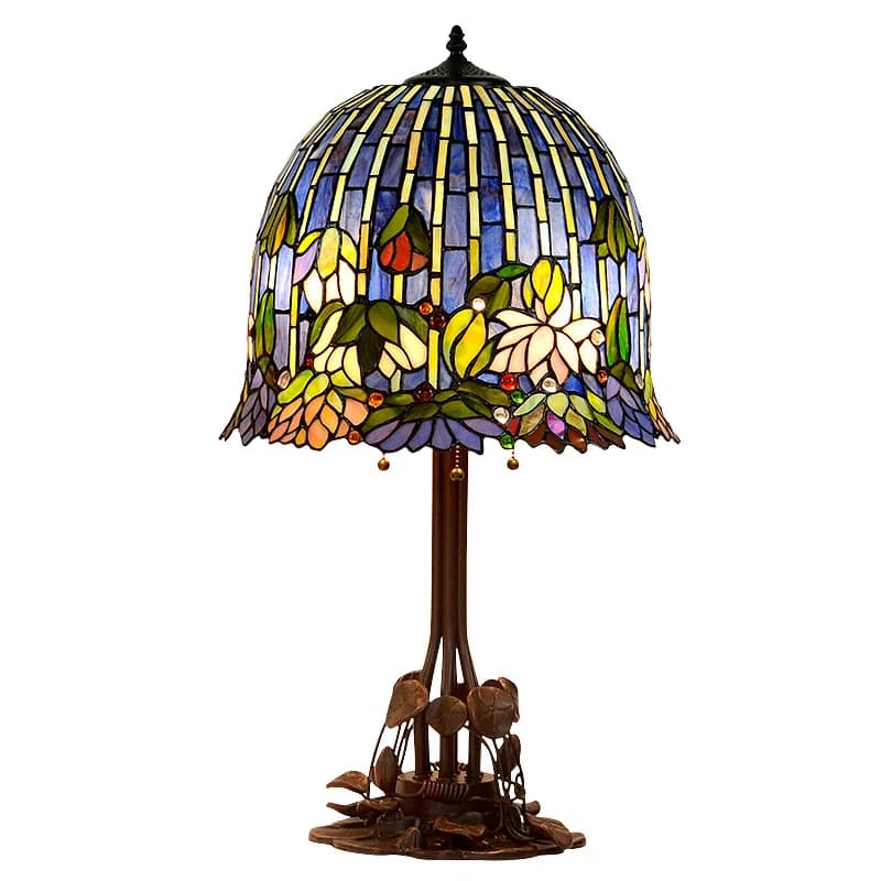 Base di loto alta giglio d'acqua da 16 pollici Lampada da scrivania in vetro Tiffany soggiorno camera da letto comodino