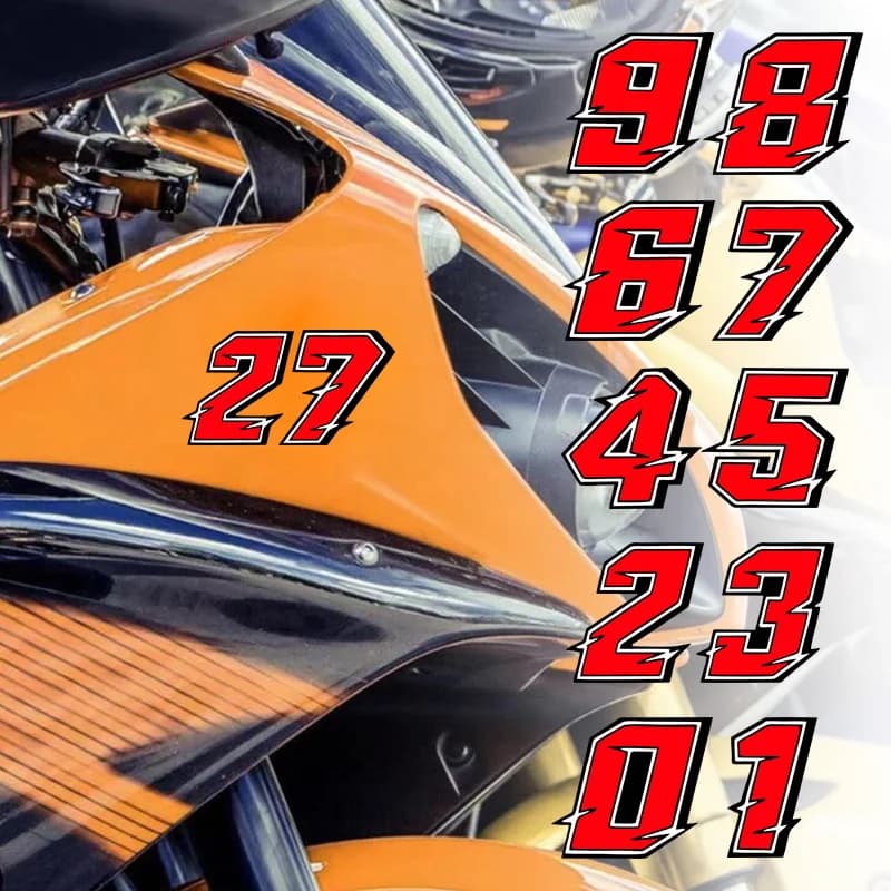 Wall decals in white vinyl numbers 0-9 waterproof and durable for decoration helmet motorcycle, scooter and bike