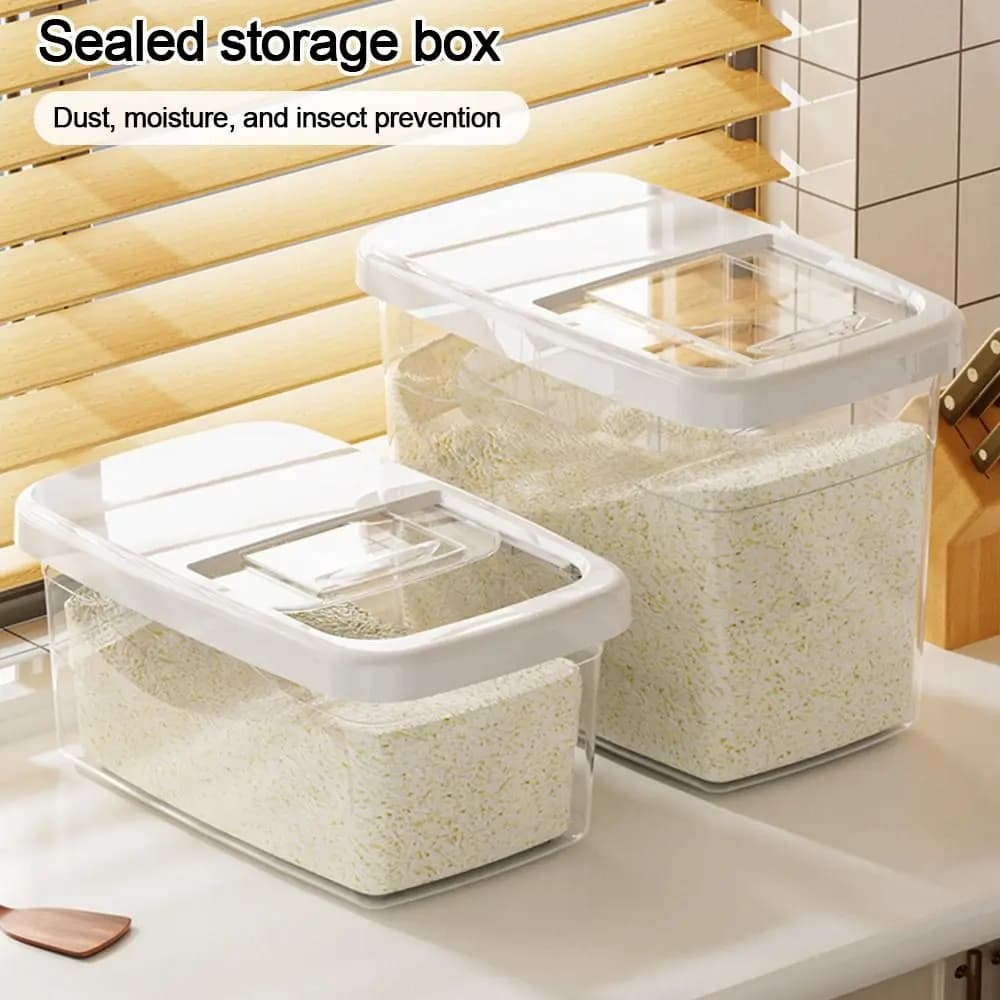 Durable Transparent Rice Bucket Moisture-proof Leakproof Rice Grain Storage Box Large Capacity Convenient Sealed Cans