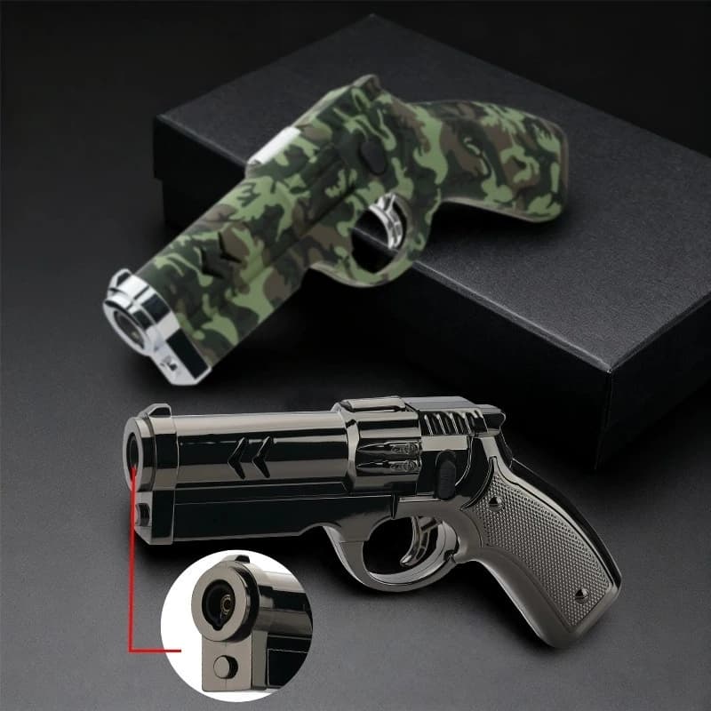 Accendino Creativo a Forma di Pistola a Gas Butano, Turbina ad Alta Temperatura, Lanciafiamme Rotante, Strumento di Accensione per Campeggio