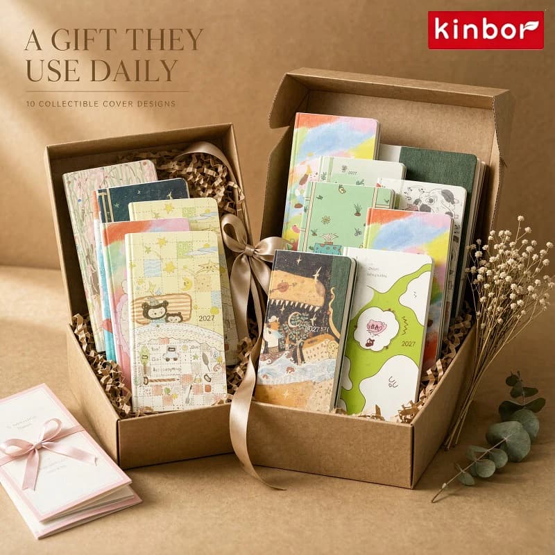 Kinbor 2027 Planner,Slim Weekly&Monthly Agenda Notebooks,52gsm Ultra-Thin Fountain Pen Friendly Paper,To-Do Lists&Habit Tracker