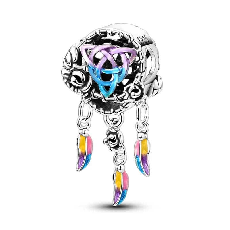 925 Sterling Silver Color Dreamcatcher Charms Pendant Fit Original Bracelet DIY Women Wedding Jewelry Gift