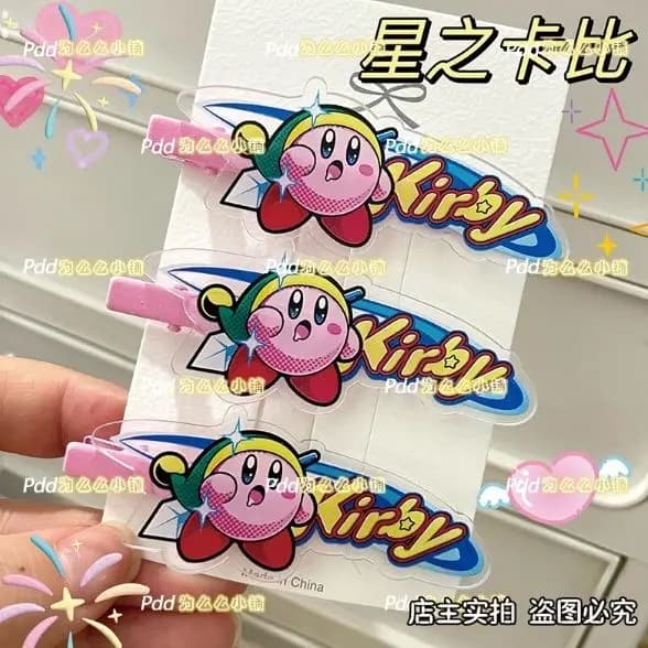 Kirby Cute Girl Acrylic Duckbill Clip Student Cartoon Bangs Clip Hair Clip Decoration Gift for Friends Fun Present